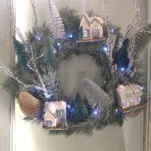 Christmas village wreath